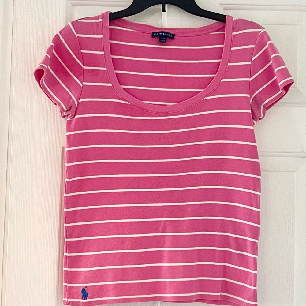 Ralph Lauren Pink and White Striped Shirt